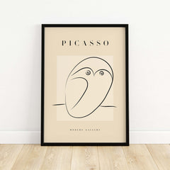 Picasso Abstract Owl Line Art Minimalist Bird Poster Modern Gallery Wall Art featuring a stylized owl design.
