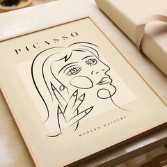 Picasso Face Profile Abstract Woman Line Art Modern Gallery Poster Wall Art featuring minimalist line drawing.