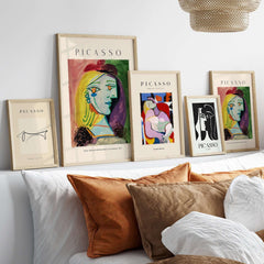 Picasso Marie Thérèse Red Beret Pompom 1937 Portrait Art Print Cubist Poster Colorful in a stylish home setting.