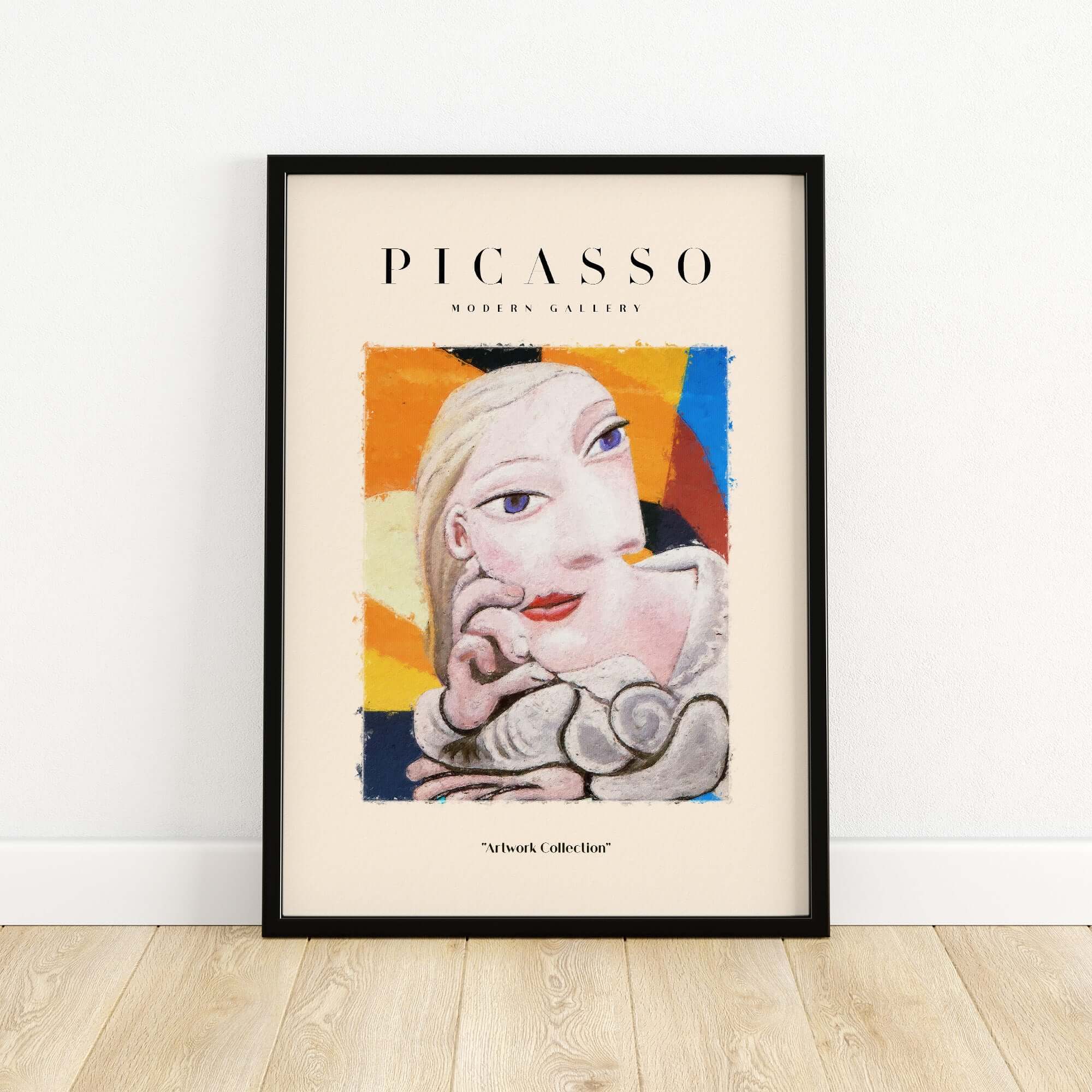 Picasso Blonde Woman Abstract Portrait Print Cubist Style Poster Artwork Collection featuring a stylized blonde woman.