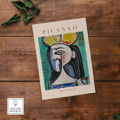 Picasso Bust Seated Woman 1962 Art Print Abstract Portrait Poster Colorful Wall Art featuring bold colors and abstract style.