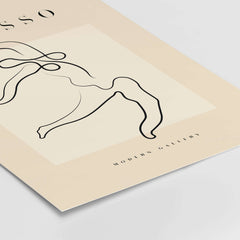 Picasso Dancing Figure Line Art Abstract Motion Poster Modern Gallery Print showcasing minimalist design on beige background.