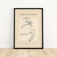 Picasso Dancing Figure Line Art Abstract Motion Poster Modern Gallery Print on display with minimalist design