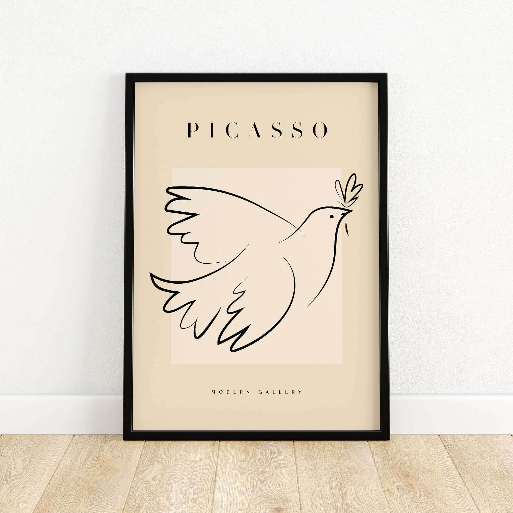 Picasso Dove of Peace Olive Branch Line Art Poster Modern Gallery Print featuring elegant minimalist design.