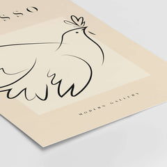 Picasso Dove of Peace Olive Branch Line Art Poster Modern Gallery Print featuring minimalist design and elegant black lines.