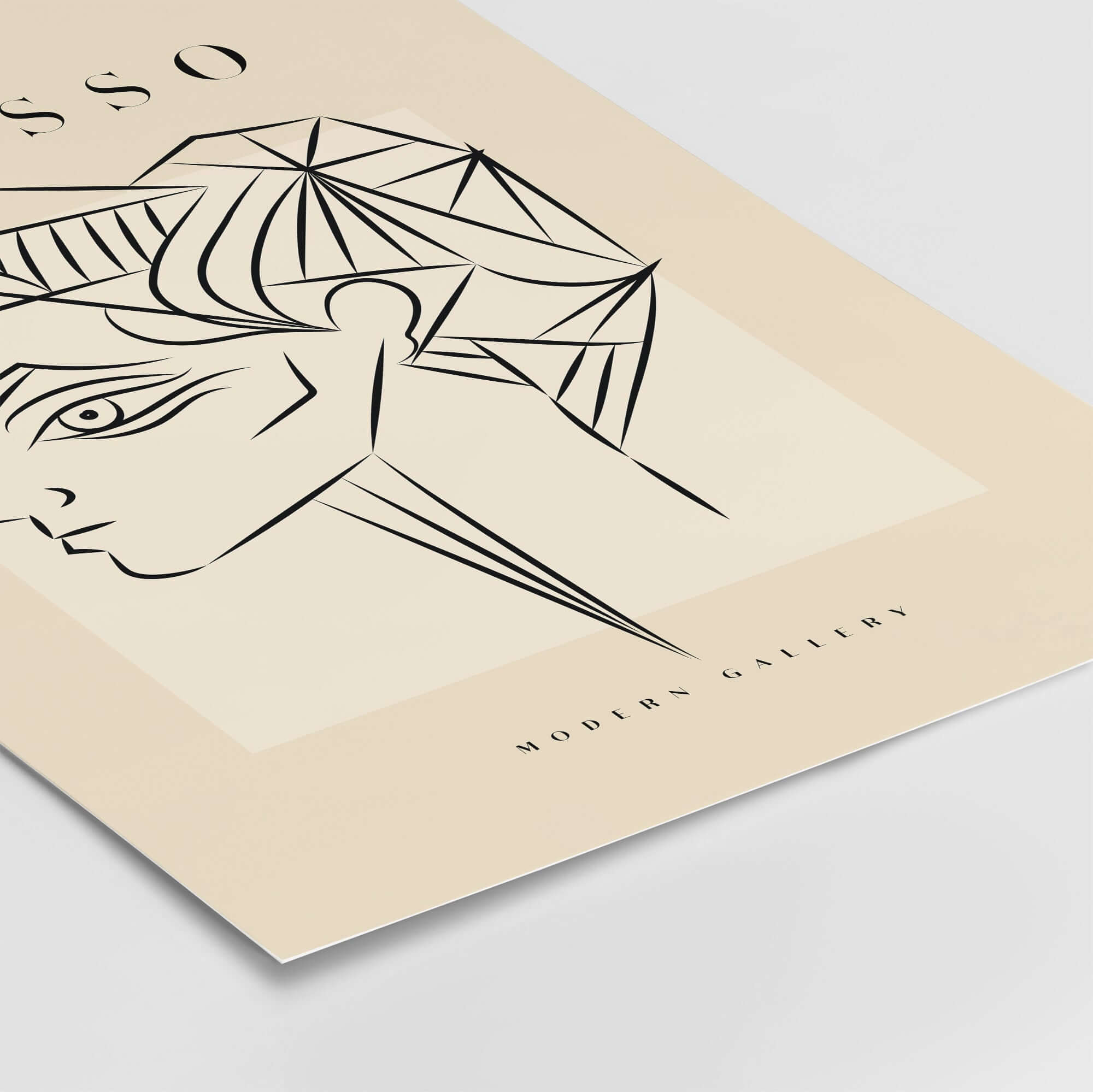 Picasso Geometric Profile Head Line Art Angular Abstract Poster Modern Gallery Print showcasing bold line art.