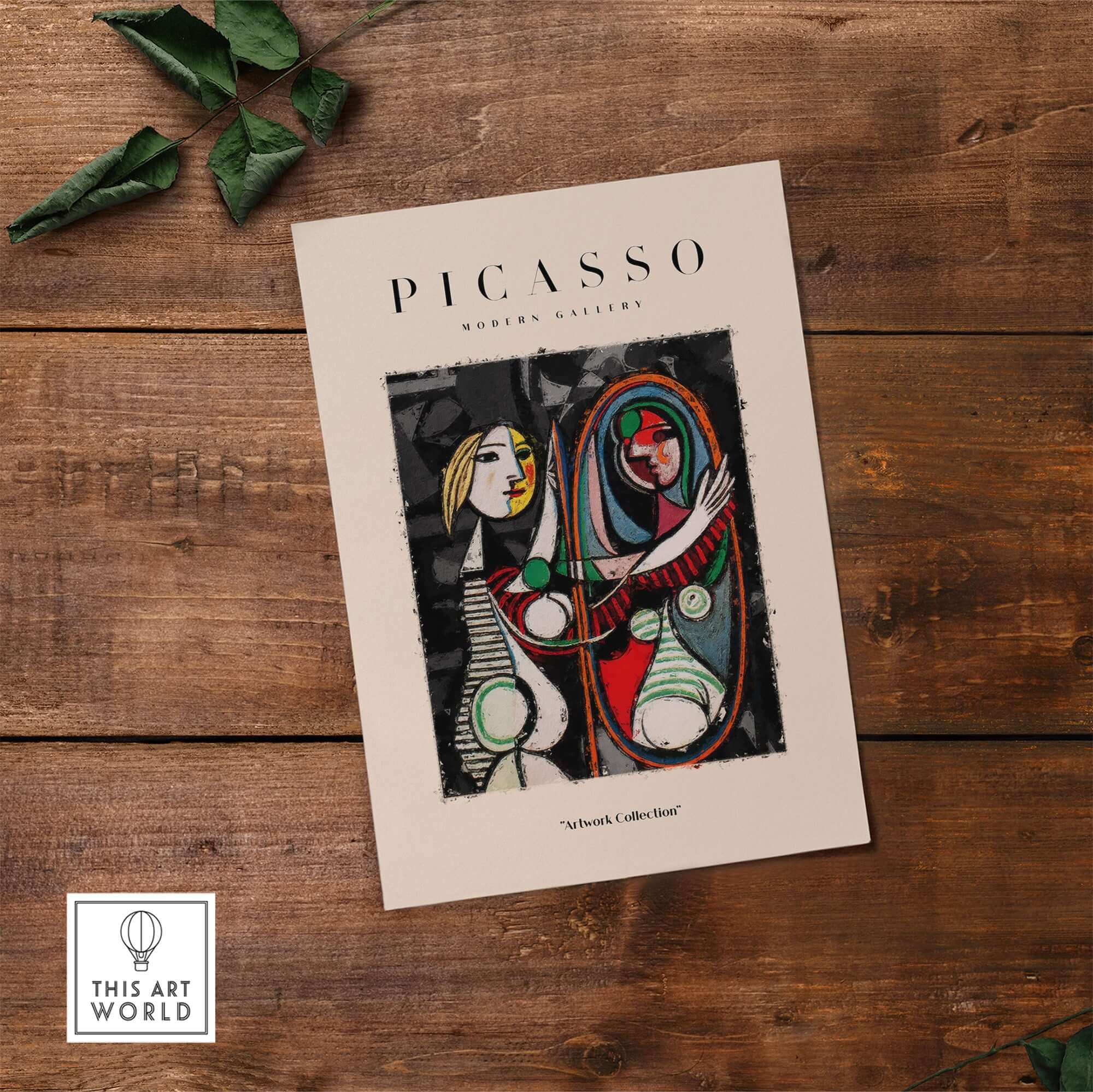 Picasso Girl Before Mirror Inspired Art Print Abstract Reflection Poster Artwork Collection featuring vibrant duality.