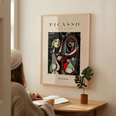 Picasso Girl Before Mirror Inspired Art Print Abstract Reflection Poster Artwork Collection showcased in a minimalist setting.