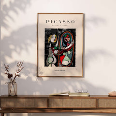 Picasso Girl Before Mirror Inspired Art Print Abstract Reflection Poster Artwork Collection in a stylish room decor.
