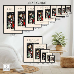 Size guide for Picasso Girl Before Mirror Inspired Art Print Abstract Reflection Poster Artwork Collection