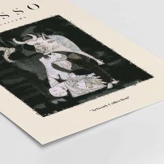 Picasso Guernica Inspired Bull Mother Figure Art Print Abstract Black White Poster Collection featuring bull and lamenting figure.