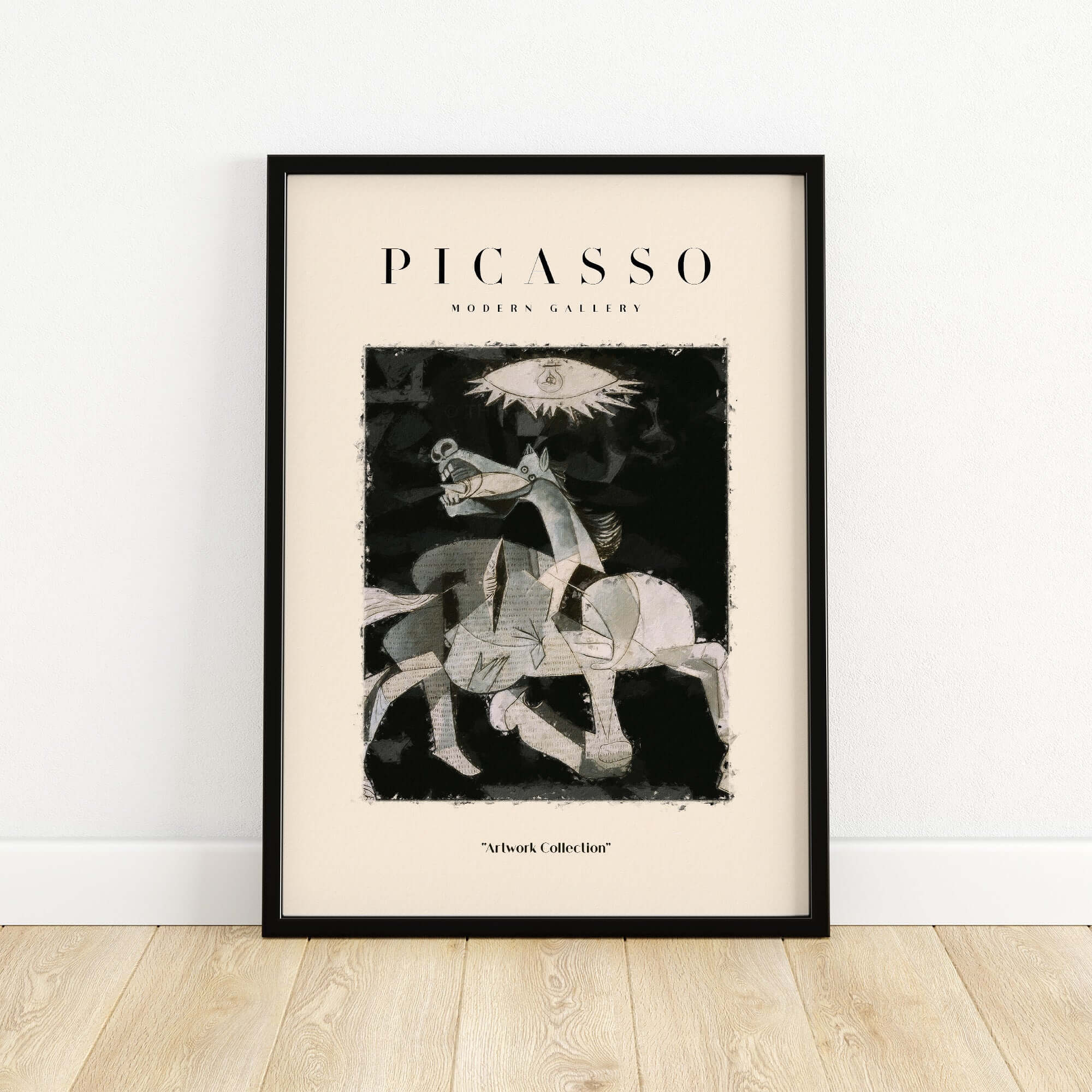 Picasso Guernica Inspired Horse Figure Art Print Abstract Black White Poster Artwork Collection