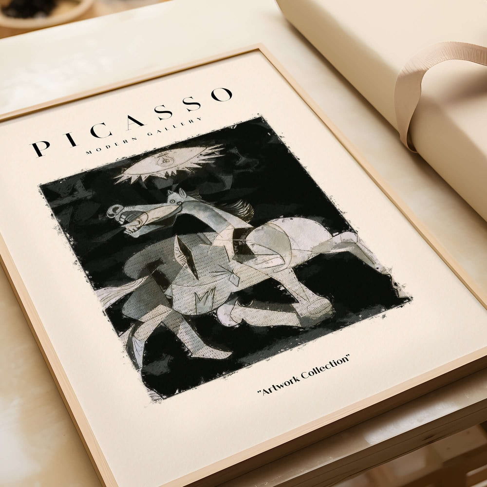 Picasso Guernica Inspired Horse Figure Art Print Abstract Black White Poster Artwork Collection