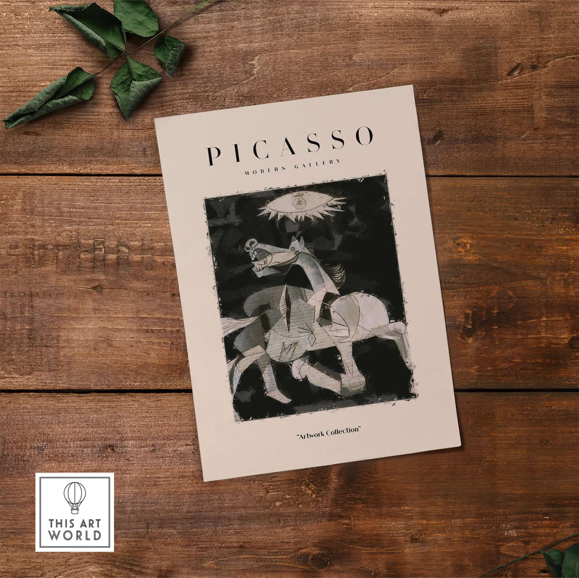 Picasso Guernica Inspired Horse Figure Art Print Abstract Black White Poster Artwork Collection