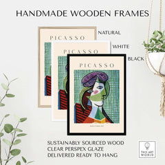 Handmade wooden frames for Picasso Head of a Woman 1935 Art Print Cubist Portrait Poster Colorful Wall Art.