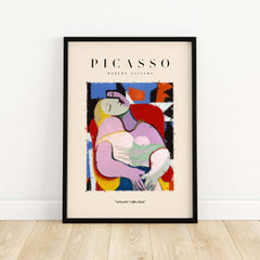 Picasso Le Rêve Inspired Reclining Woman Art Print Cubist Poster Artwork Collection in a modern frame.