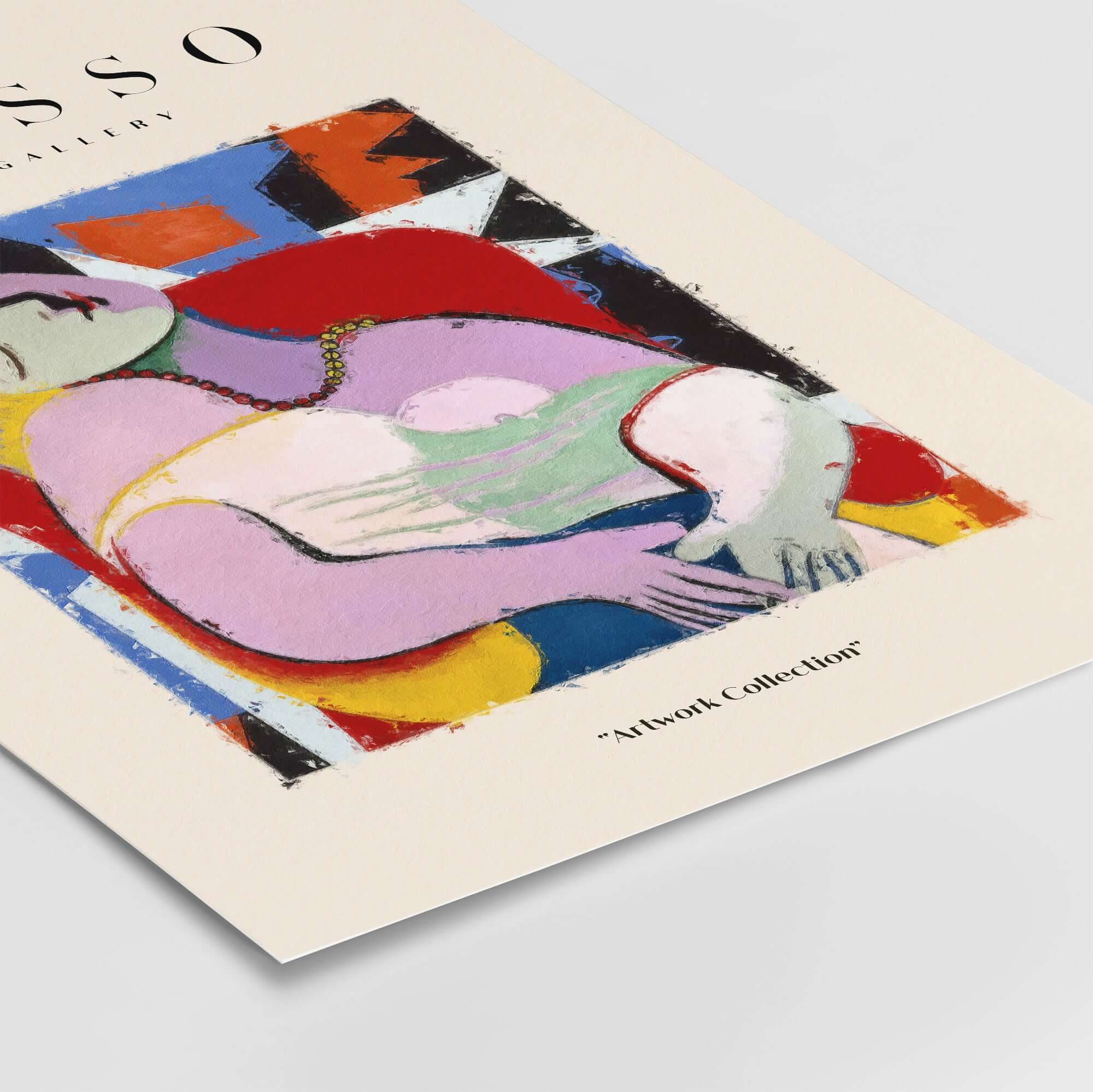 Picasso Le Rêve Inspired Reclining Woman Art Print Cubist Poster Artwork Collection showcasing colorful abstraction.