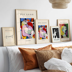 Picasso Le Rêve Inspired Reclining Woman Art Print Cubist Poster Artwork Collection displayed in elegant decor.