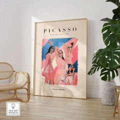 Picasso Les Demoiselles d Avignon Inspired Art Print Abstract Figures Poster Artwork Collection showcased in a modern setting.