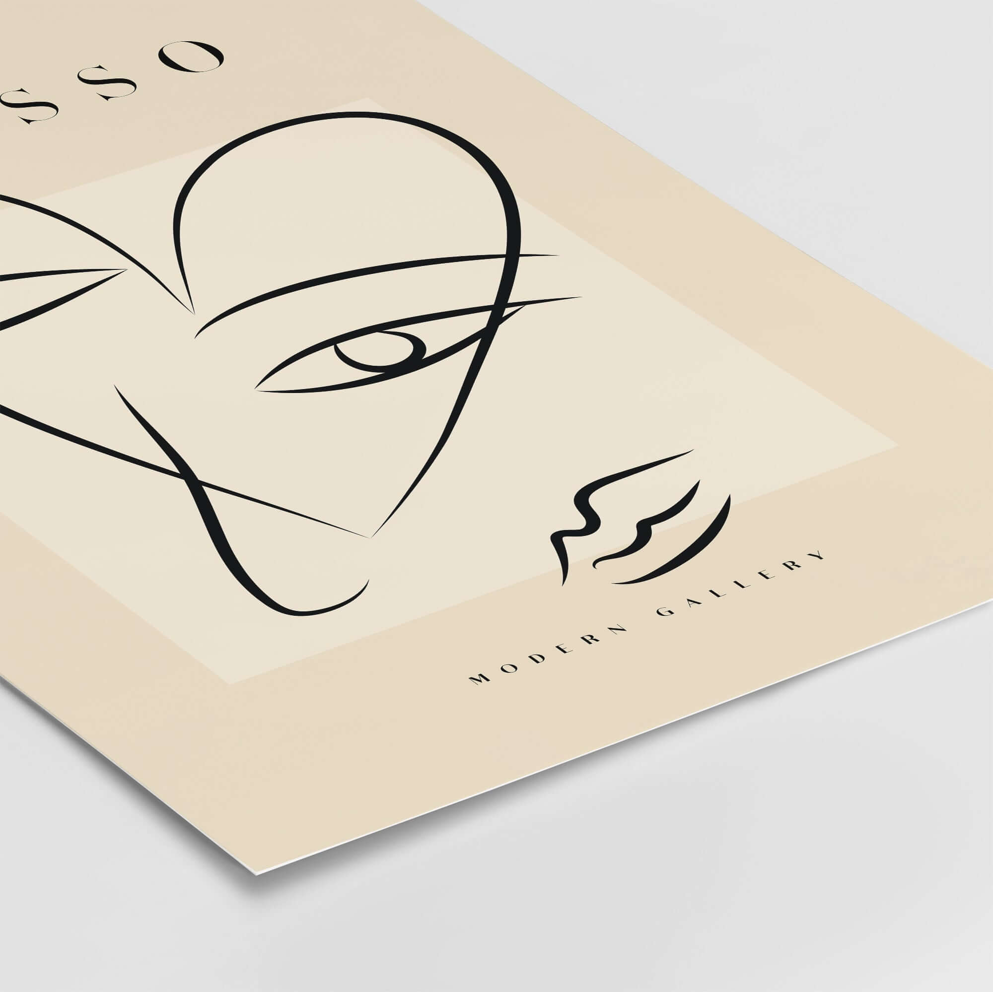 Picasso Line Art Abstract Heart Face Minimalist Modern Gallery Print Poster showcasing creative minimalist design.