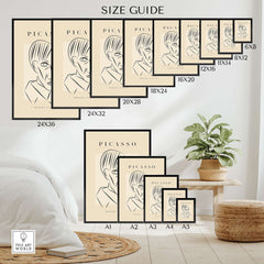Picasso Man Portrait Sharp Lines Abstract Face Poster Modern Gallery Print Wall Art Size Guide