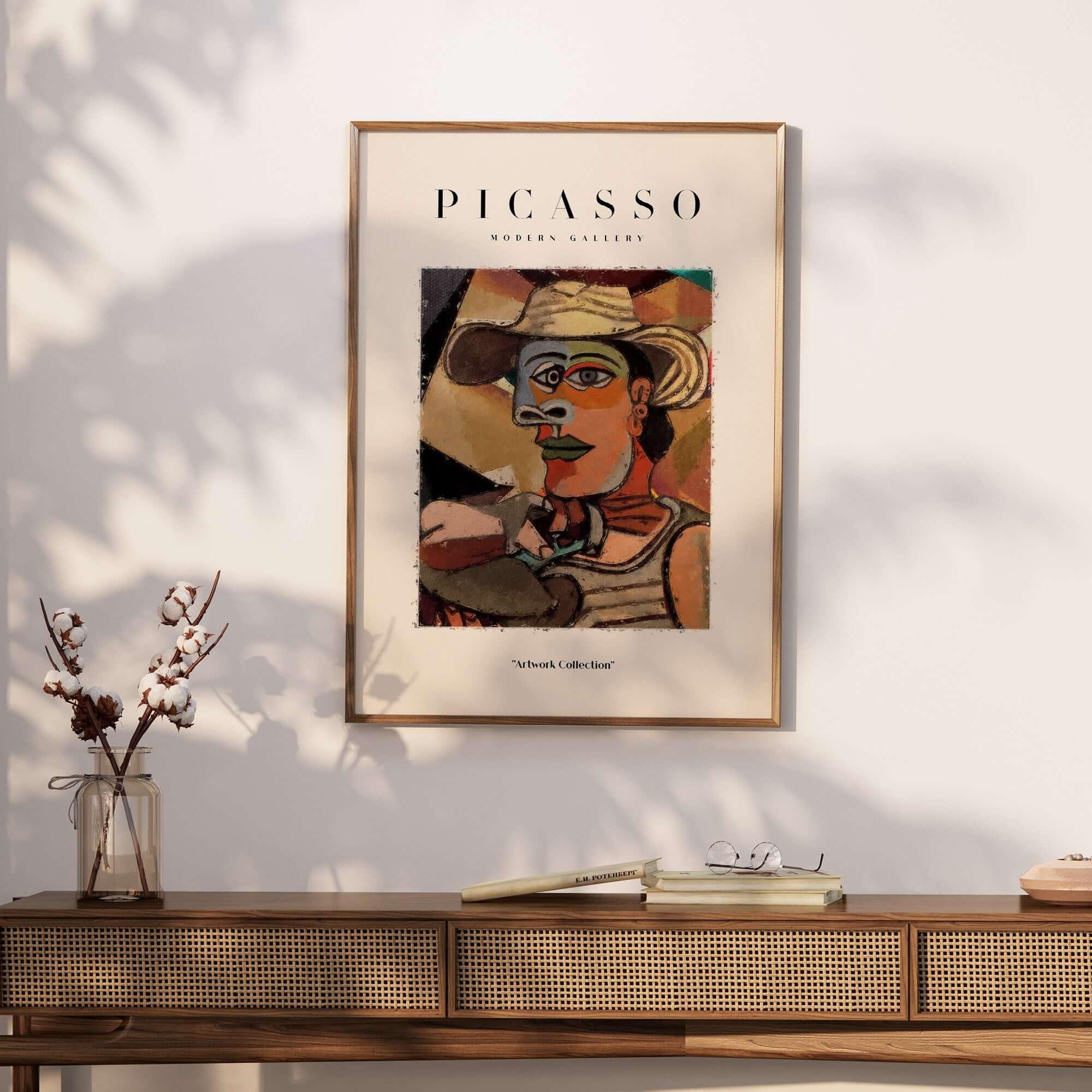 Picasso Man Straw Hat Abstract Portrait Art Print – This Art World