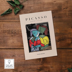 Picasso Reading Couple Abstract Figures Art Print Cubist Poster Artwork Collection featuring two abstract figures in bold colors.