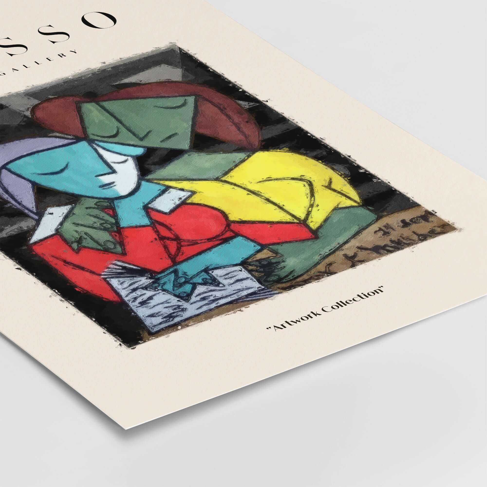 Picasso Reading Couple Abstract Figures Art Print Cubist Poster Artwork Collection features colorful abstract art.