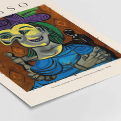 Picasso Seated Woman Blue Dress Dora Maar 1939 Art Print Cubist Portrait Poster showcasing a colorful abstract art.