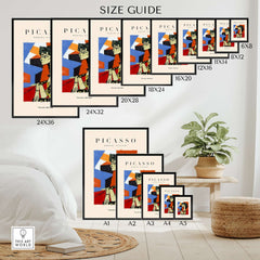 Size guide for Picasso Seated Woman Profile Cubist Art Print Patterned Dress Poster Artwork Collection