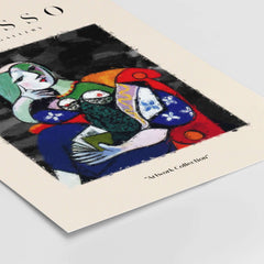 Picasso Seated Woman Reading Abstract Figure Art Print Modern Gallery Artwork Poster featuring a woman with green hair.