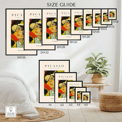 Picasso Smiling Woman Abstract Portrait Poster Cubist Style Artwork Print Modern Gallery size guide display