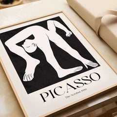 Picasso The Acrobat 1930 Black White Figure Poster Minimalist Art Print Wall Decor featuring a stylized figure in backbend pose.