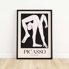 Picasso The Acrobat 1930 Black White Figure Poster Minimalist Art Print Wall Decor framed art displaying a dynamic figure.