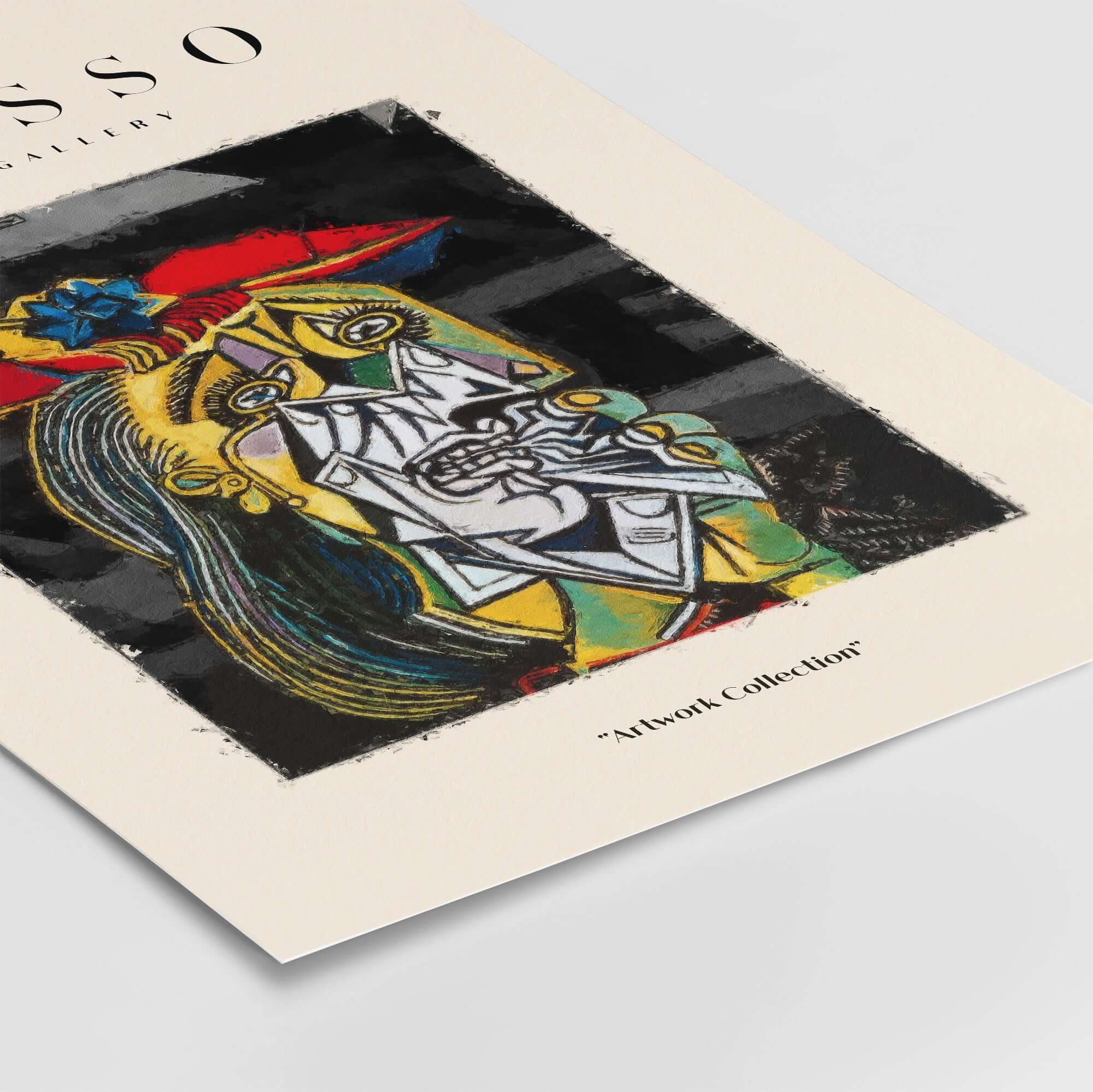 Picasso Weeping Woman Inspired Art Print Abstract Portrait Poster Artwork Collection featuring an abstract portrait.