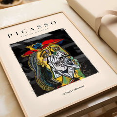 Picasso Weeping Woman Inspired Art Print Abstract Portrait Poster Artwork Collection framed art showcasing vibrant abstract imagery.