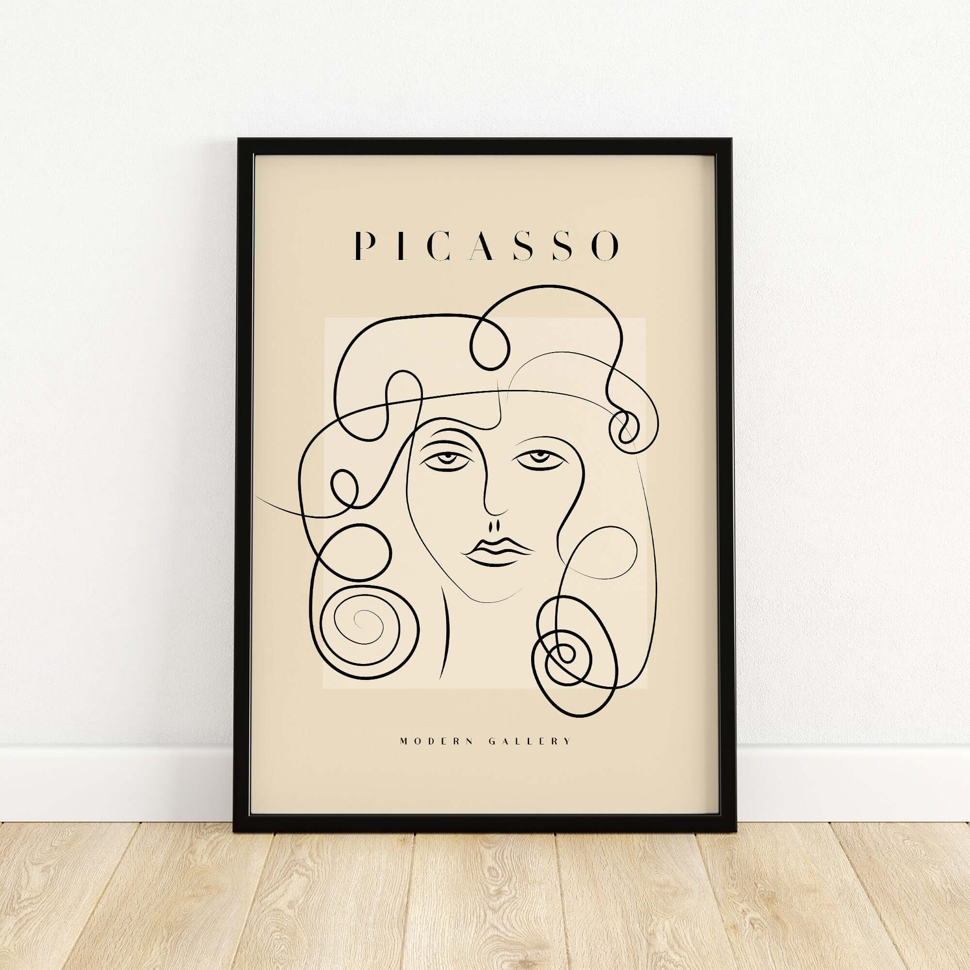 Picasso Woman Curly Hair Line Art Abstract Portrait Poster Modern Gallery Wall Art