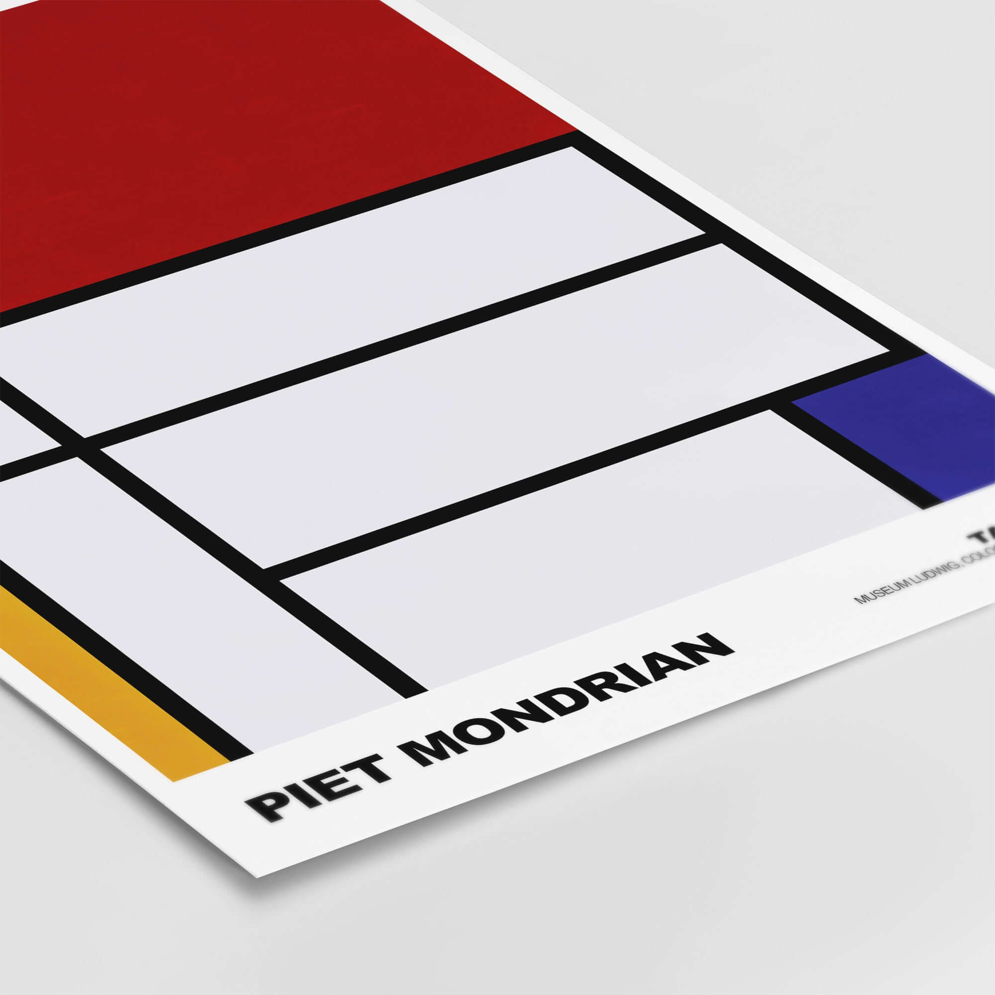Piet Mondrian Tableau I 1921 De Stijl Abstract Geometric Poster Modern Art Print showcasing red, blue, and yellow colors.