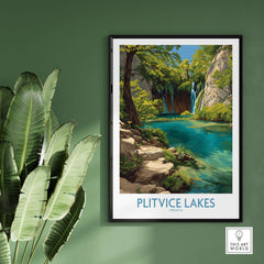 Plitvice Lakes National Park Print, Croatia Travel Poster, Turquoise Water Wall Art