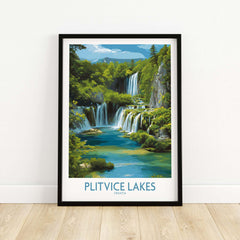 Plitvice Lakes National Park Poster, Croatia Waterfall Print, Layered Waterfall Wall Art.