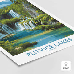 Plitvice Lakes National Park Poster, Croatia Waterfall Print, Layered Waterfall Wall Art