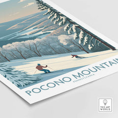 Pocono Mountains Alpine Slopes Wall Art - Pennsylvania Ski Vacation Decor featuring skiers on snowy slopes.