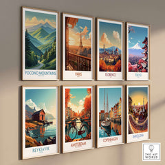 Pocono Mountains Mountain Road Print - Pennsylvania Landscape Decor showcased among city-themed art prints.