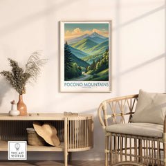 Pocono Mountains Mountain Road Print - Pennsylvania Landscape Decor in a cozy home setting with natural light.