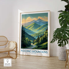 Pocono Mountains Mountain Road Print - Pennsylvania Landscape Decor showcasing a scenic mountain landscape.