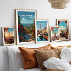 Pocono Mountains Pennsylvania Mountain Vista Poster - Scenic Valley Wall Art displayed in a stylish home setting.