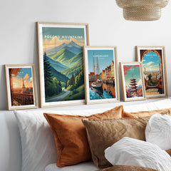 Pocono Mountains Pennsylvania Scenic Drive Poster - Green Valley Wall Art displayed among other travel posters.