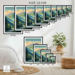 Pocono Mountains Pennsylvania Scenic Drive Poster - Green Valley Wall Art Size Guide for Various Frame Sizes