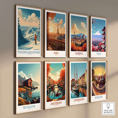 Pocono Mountains Ski Poster among travel posters for Paris, Florence, and other global destinations.