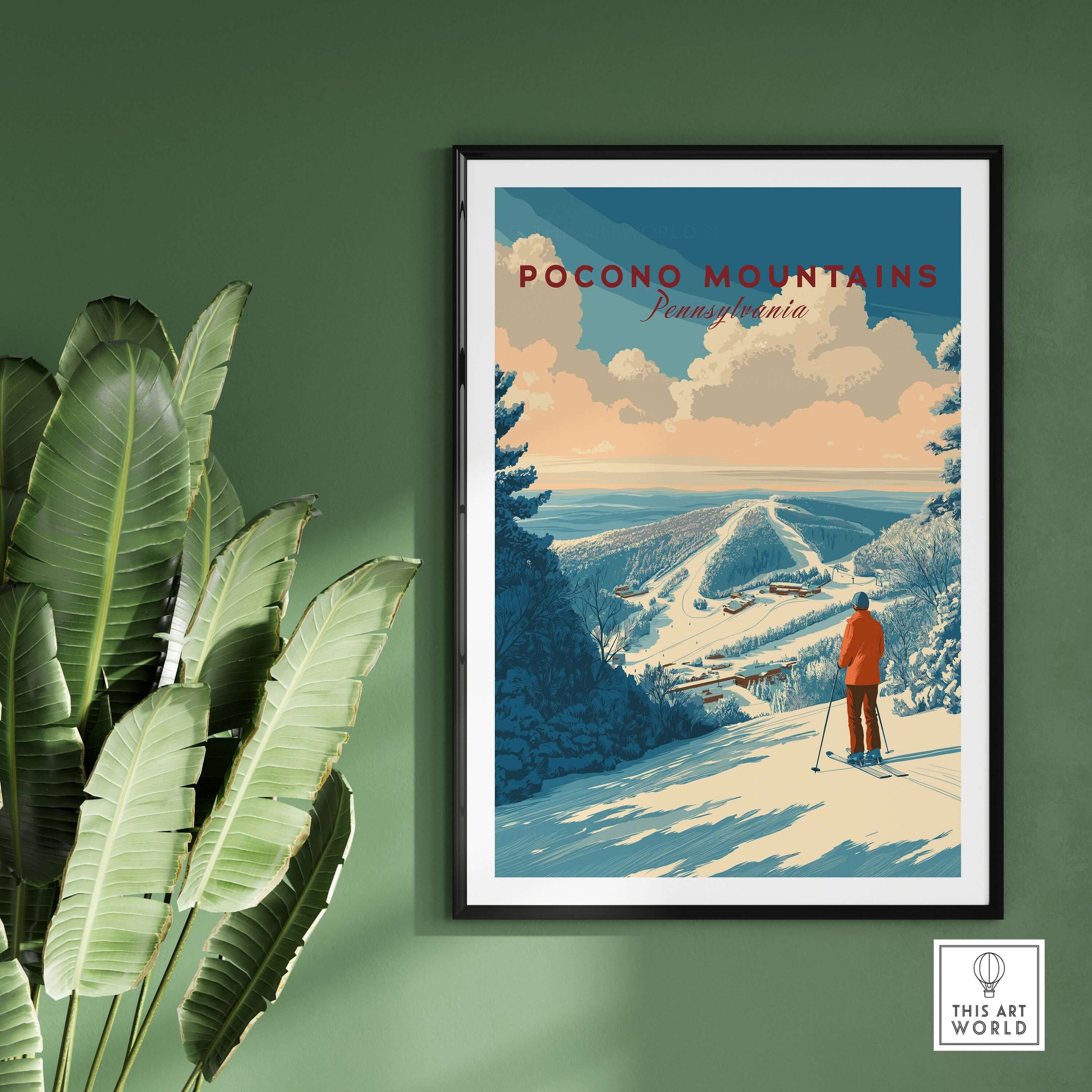 Pocono Mountains ski print showcasing a serene landscape view, perfect for nature lovers and ski enthusiasts.
